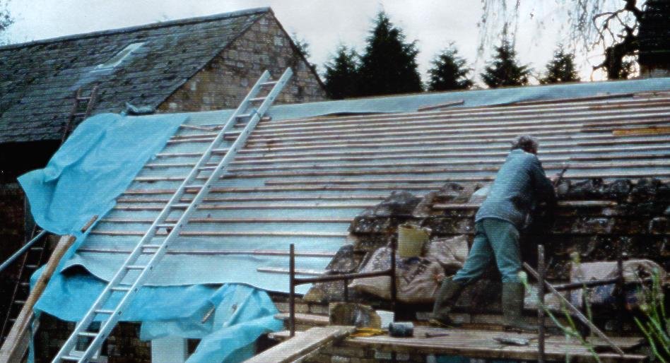 David constructing a slate roof