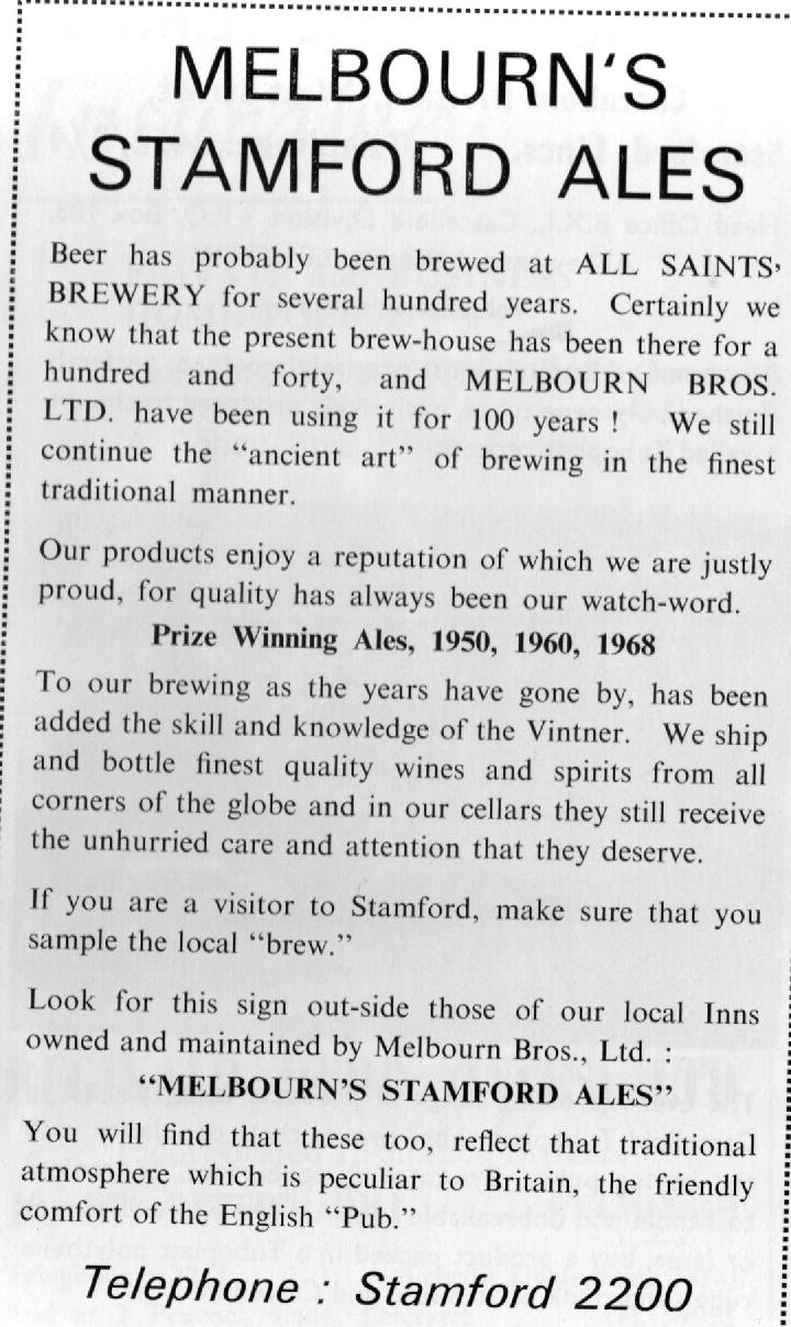 Melbourn Brewery 1968 Advert